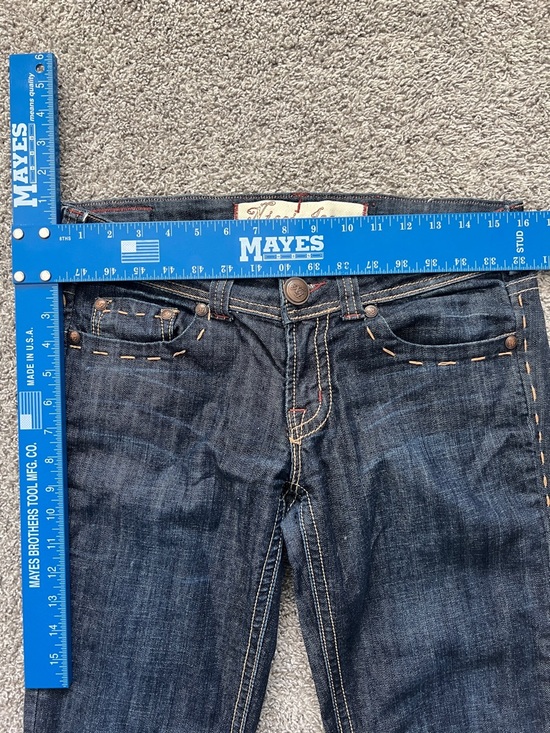 Nissi Juniors Dark Blue Straight-Leg Jeans Pocket Embroidery Hip Stitch -Size 11 - Picture 10 of 12